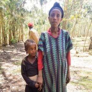 Amarech with one of her children