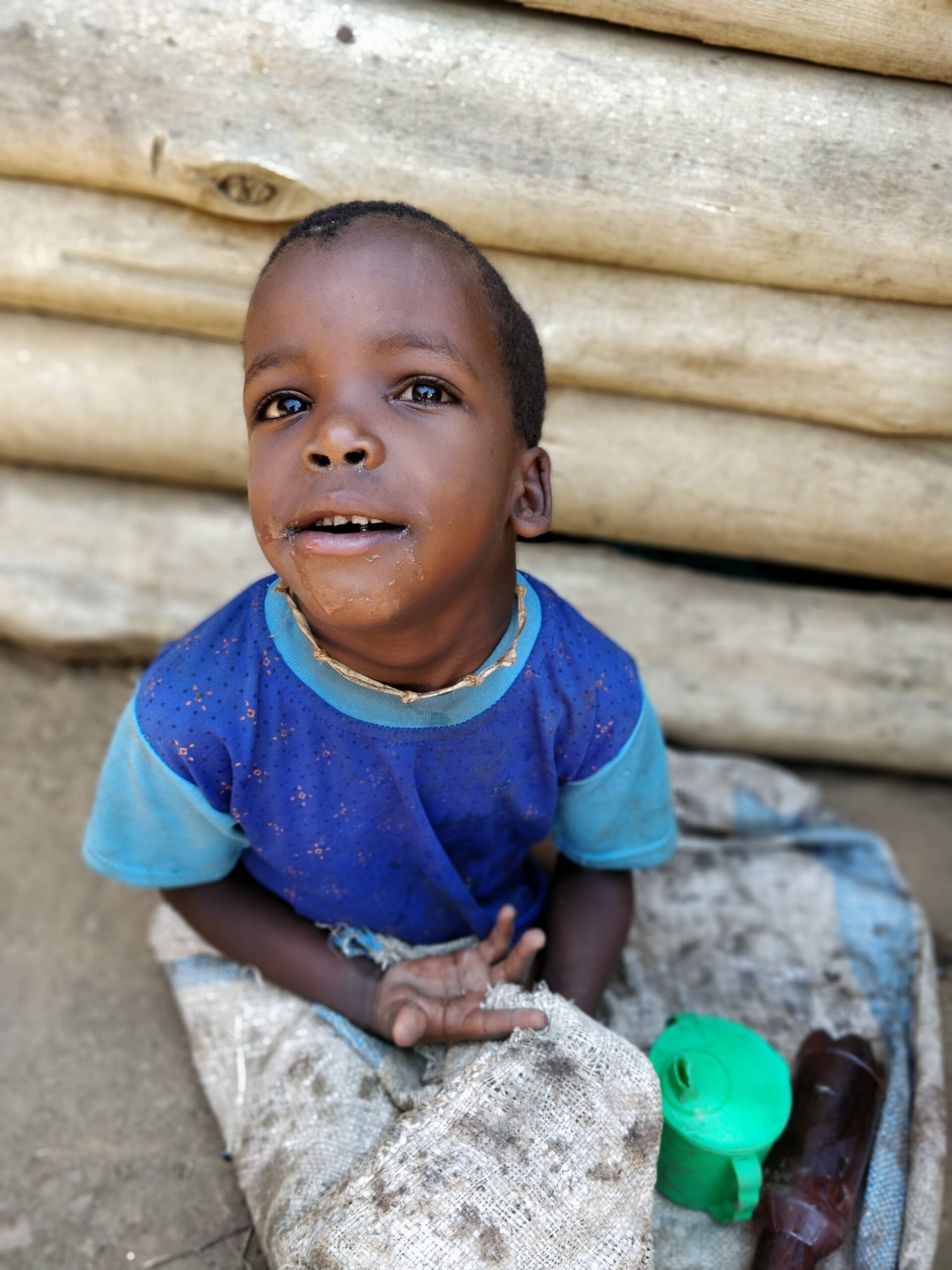 Timothy looking up at the camera