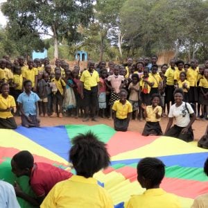 Zambian children playing parachute games