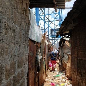 The narrow pathways of Kibera slum, Kenya